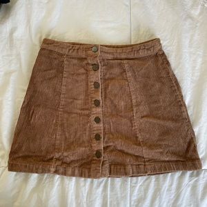 Brown Corduroy High Waist Button Up Mini Skirt
